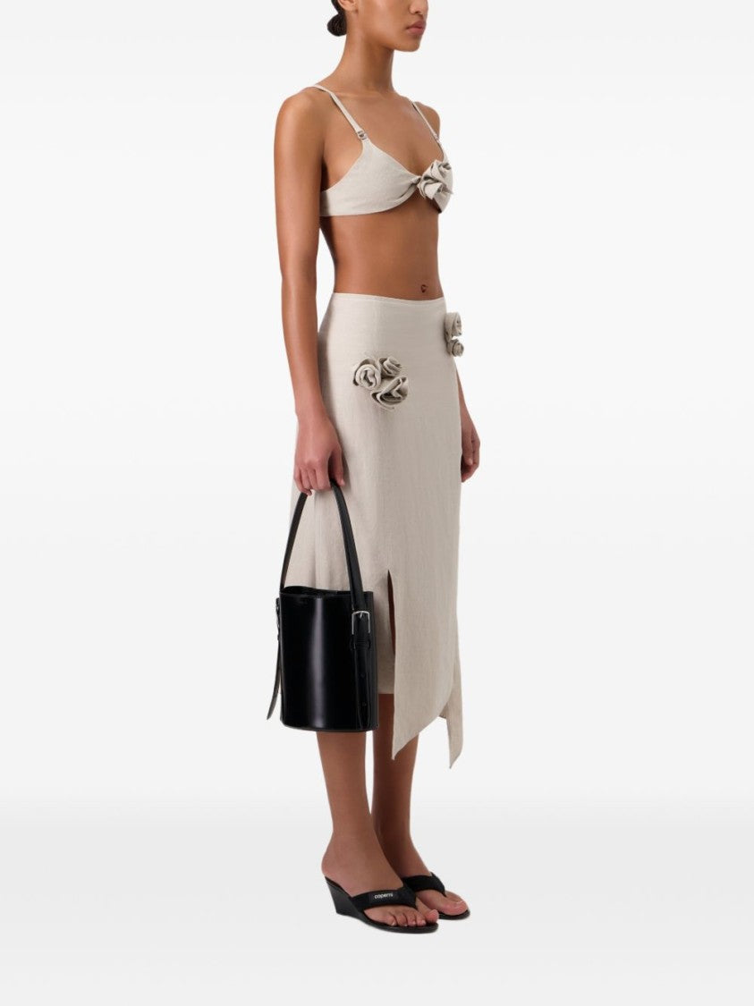 Coperni Beige Linen Top With V-Neckline