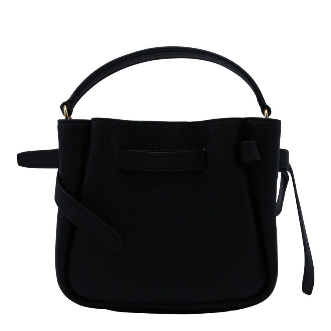 Tory Burch Structured Black Handbag With Pebbled Texture