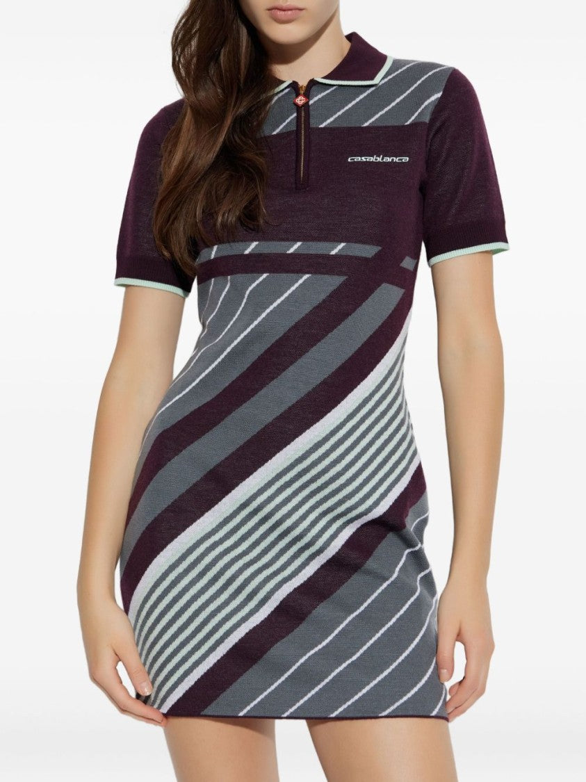 Casablanca Diagonal Striped Mini Dress In Merino Wool
