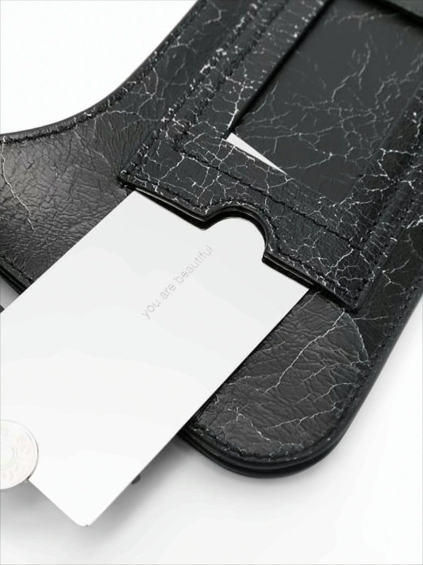 Acne Studios Textured Leather Shoulder Bag With Cracked Effect