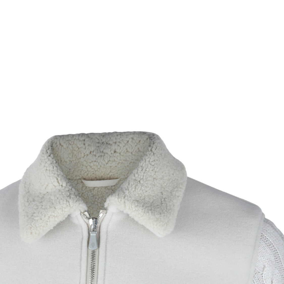 Eleventy Textured White Jacket With Plush Collar