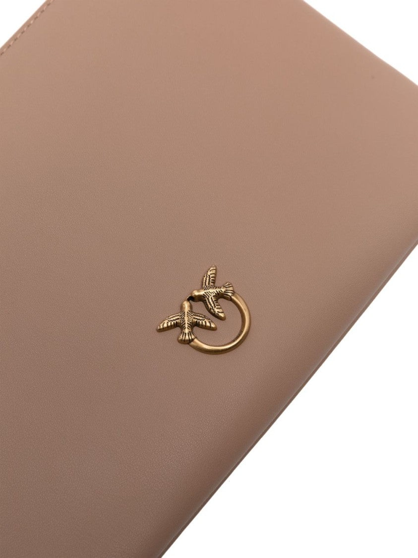 Pinko Rectangular Calf Leather Clutch With Gold Hardware