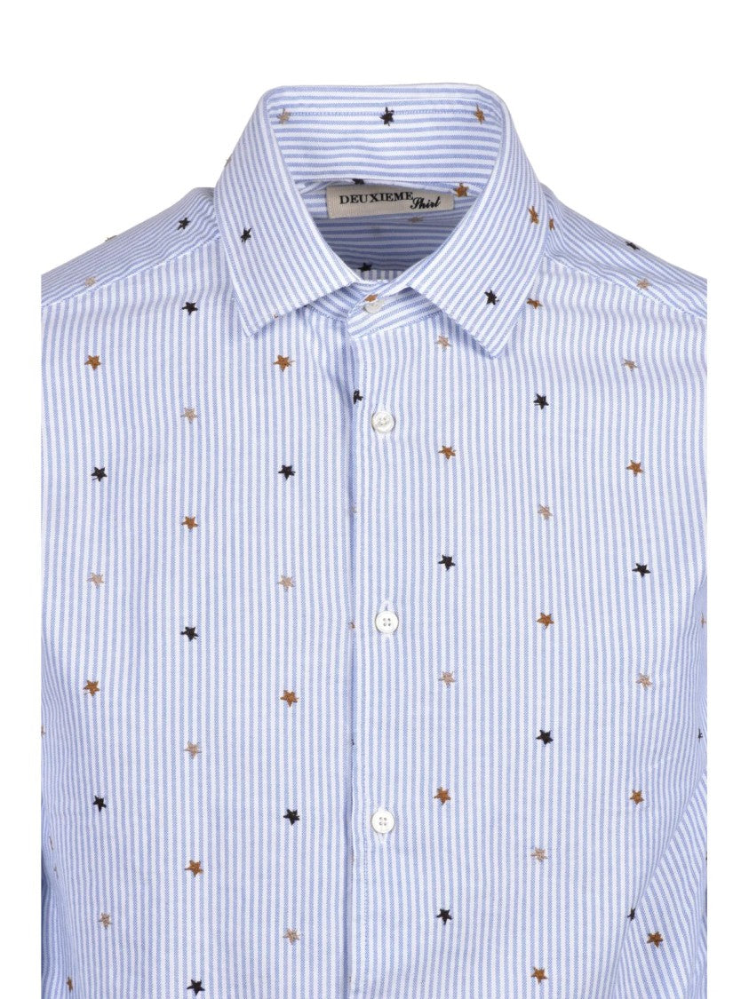 Deuxieme Sky Blue/White Striped Cotton Shirt