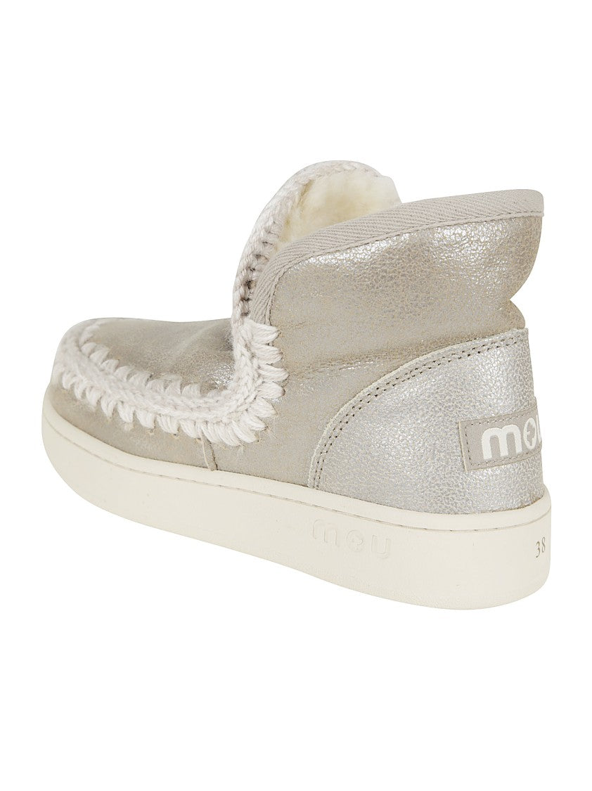 Mou Metallic-Finish Ankle Boots With Whipstitch Detailing