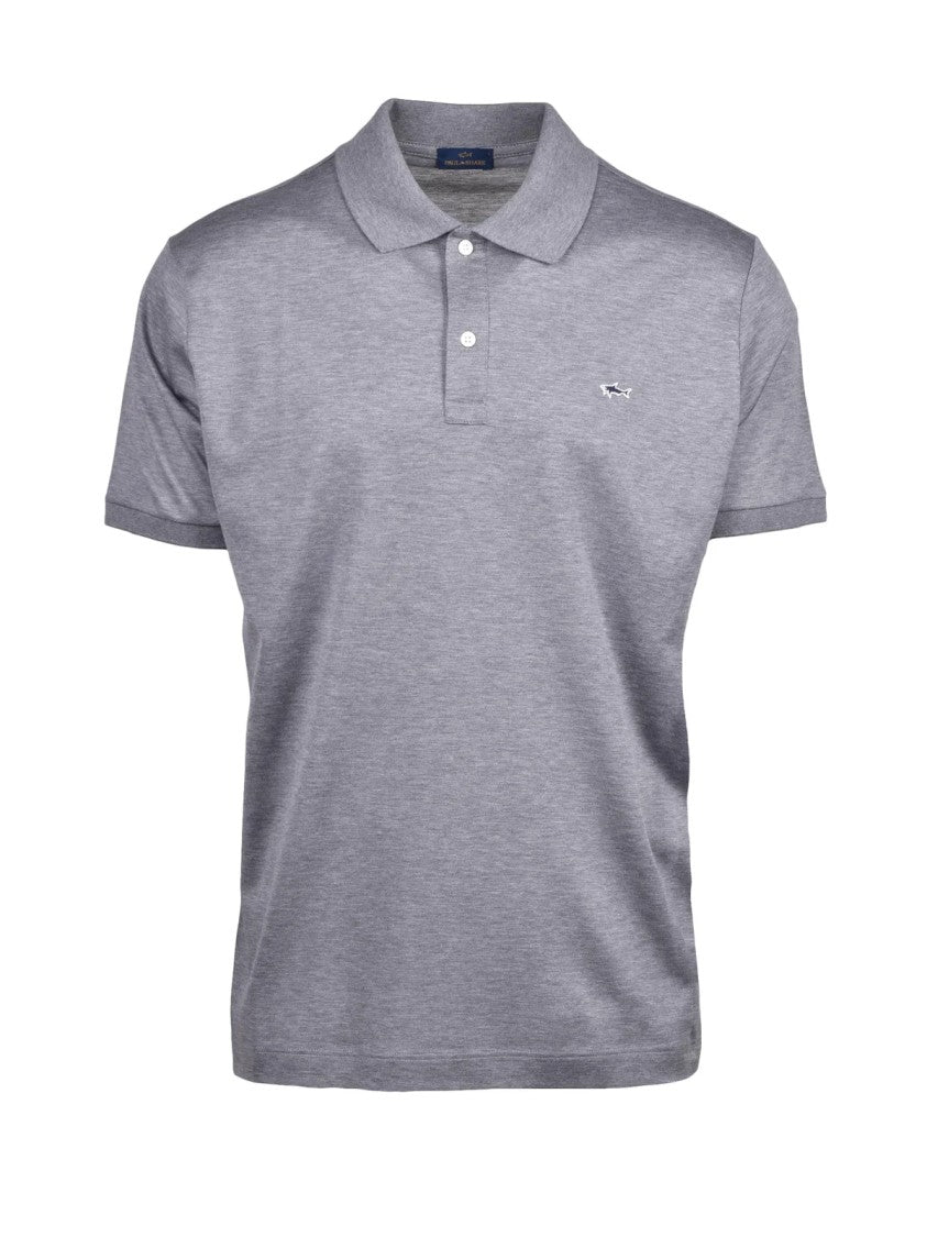 Paul & Shark Grey Cotton Embroidered Polo Shirt