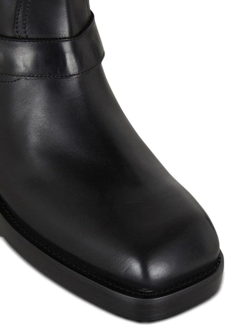 Balmain Black Double Pull Tab Square Boots