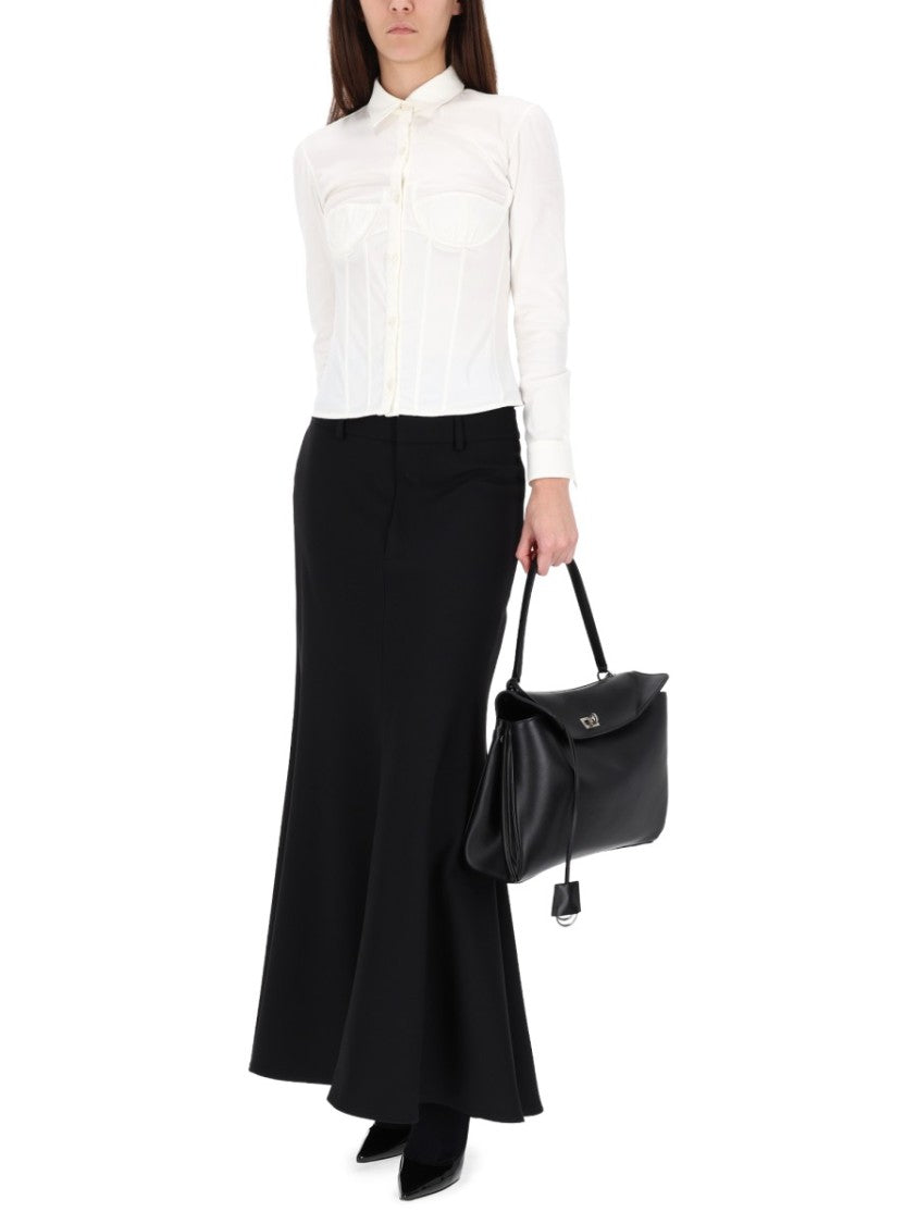 Balenciaga Corset-Inspired Lace-Up Cotton-Blend Shirt