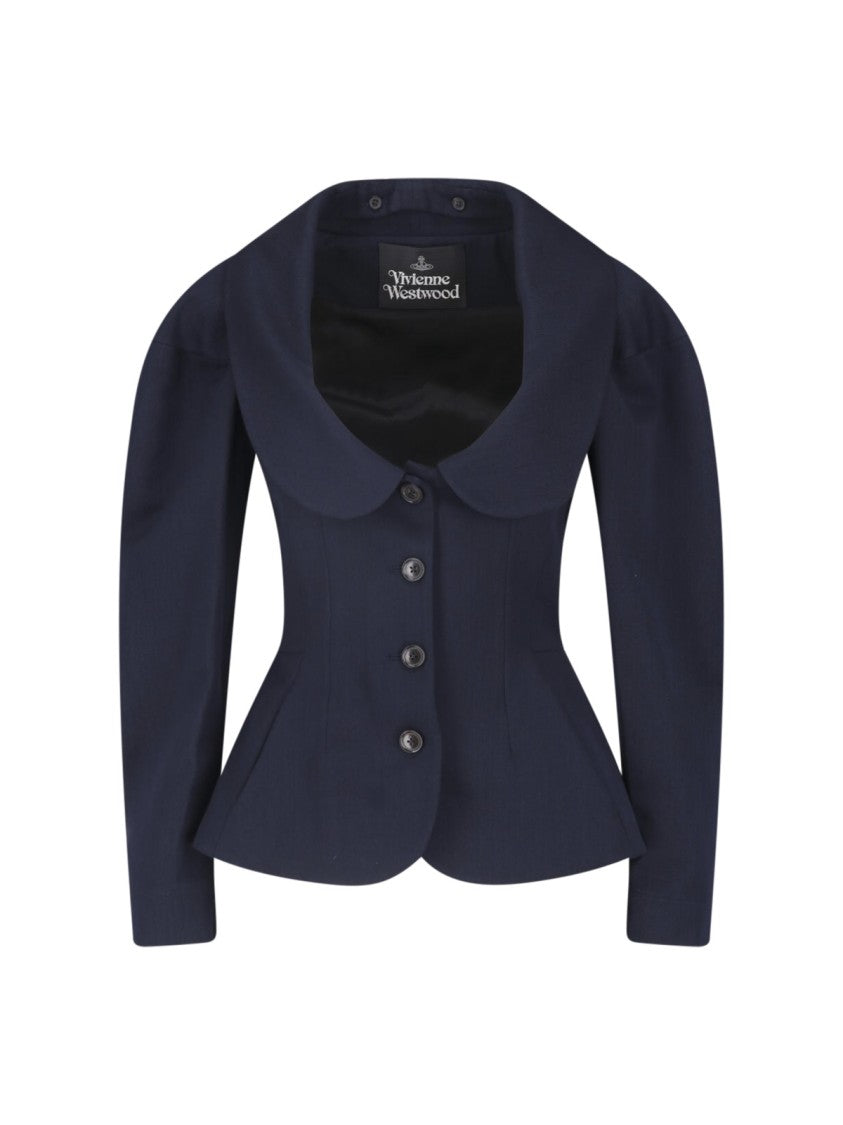 Vivienne Westwood Bergere Blue Rounded Collar Cotton-Wool Blazer