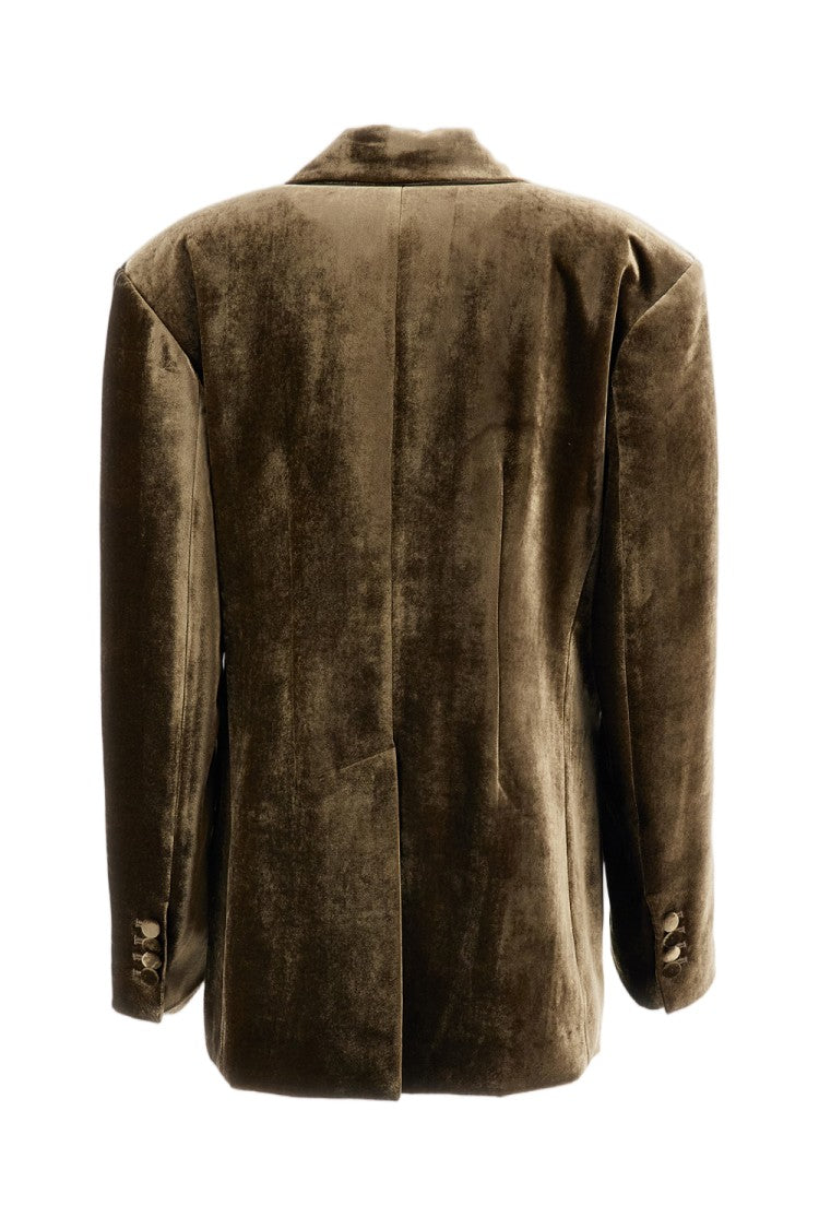 Parosh Fluid Velvet-Effect Jacket With Peak Lapels And Tailored Silhouette