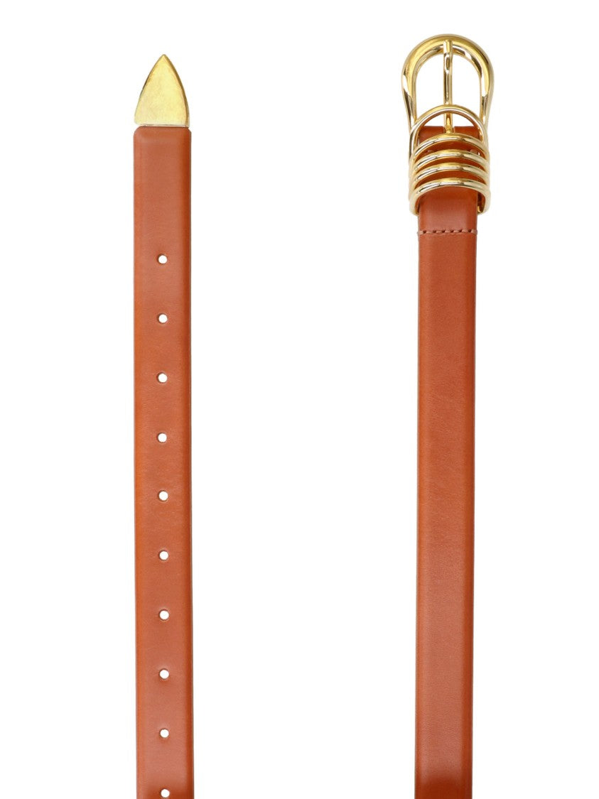 Dehanche Brown Hollyhock Adjustable Gold Buckle Belt