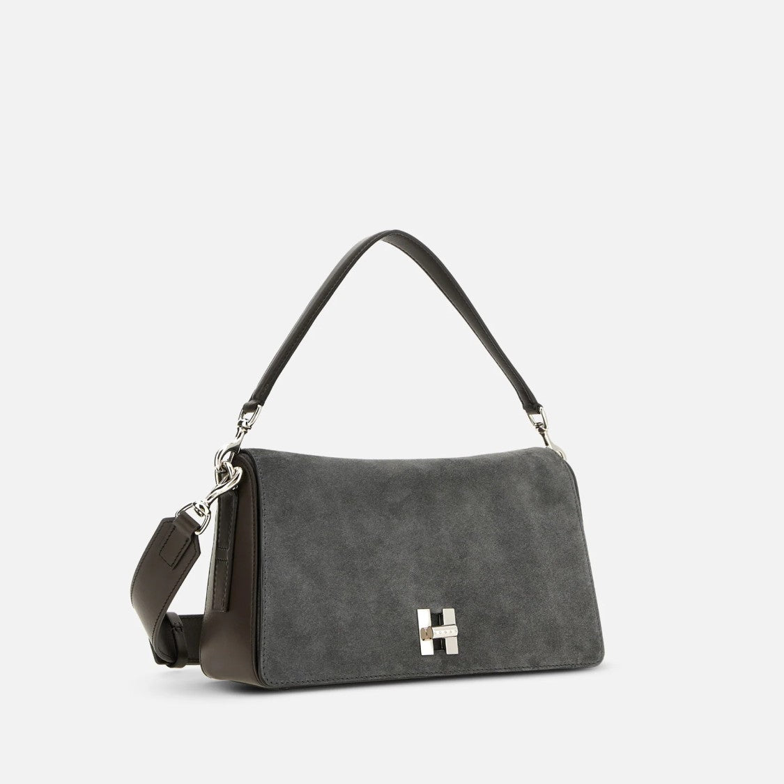 Hogan Suede Nappa Leather H-Clasp Shoulder Bag