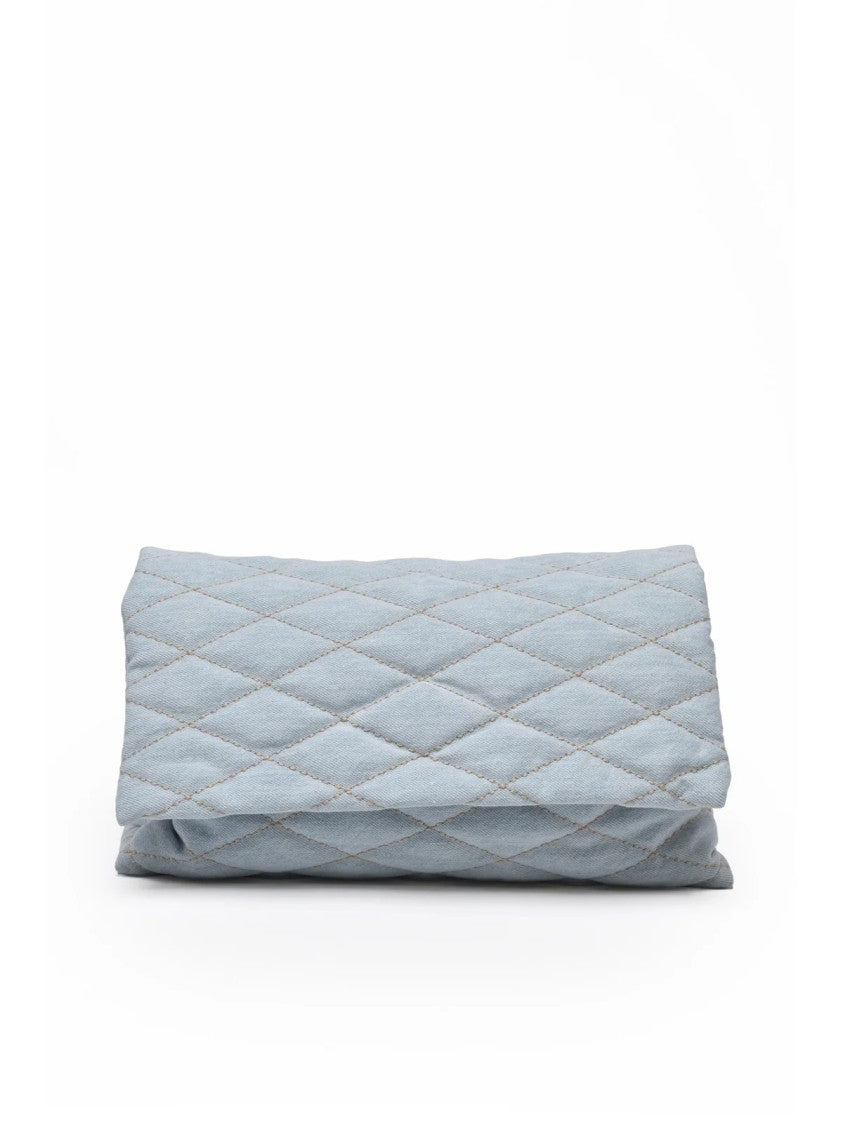 Gava Light Blue Cotton Quilted Shoulder Bag