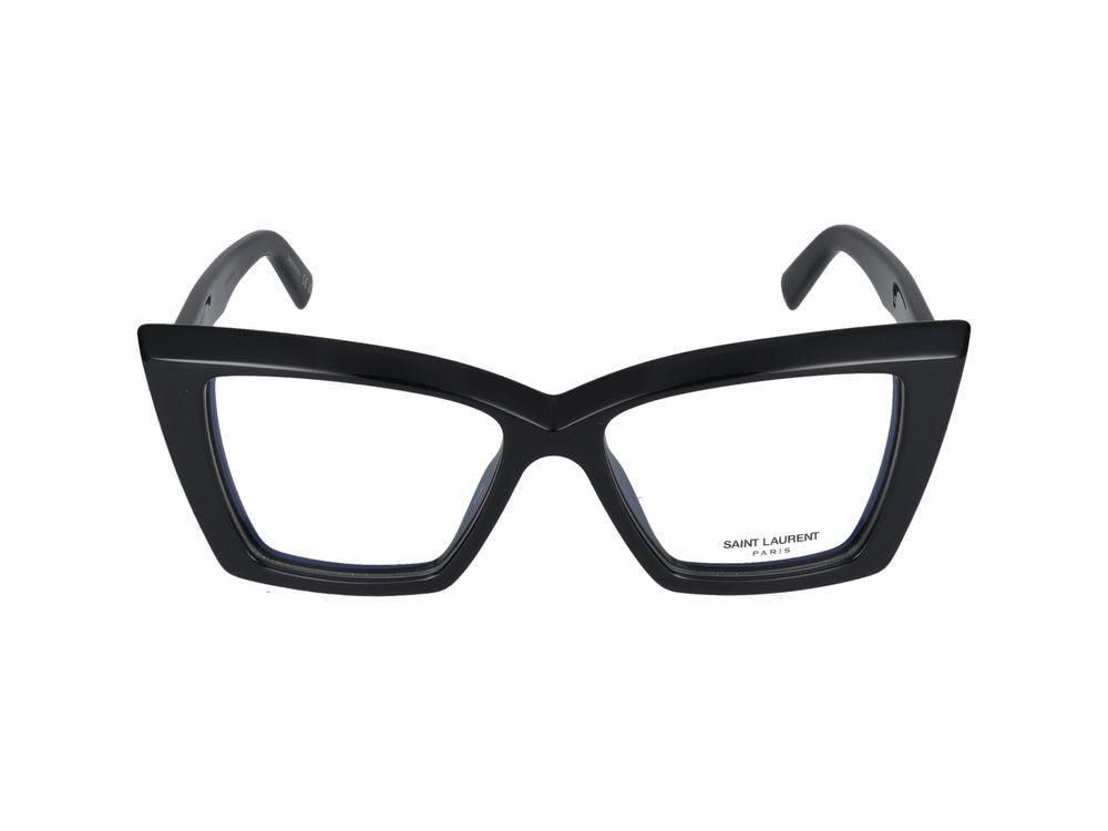 Saint Laurent Black Glossy Finish Oversized Square Eyeglasses