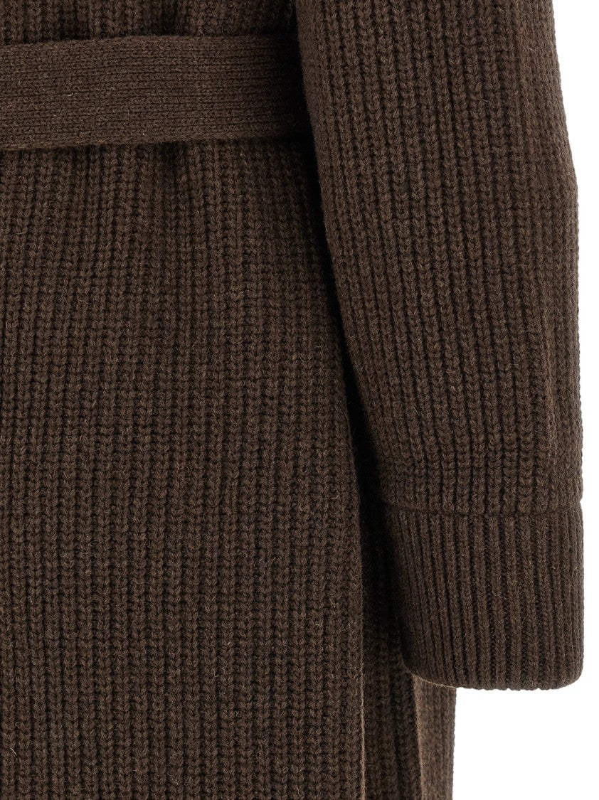 Nude Dressing Gown Style Brown Wool Coat