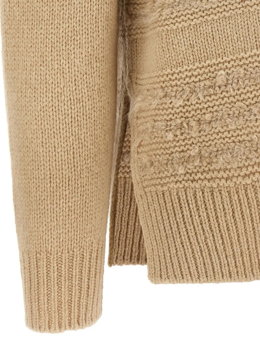 Fabiana Filippi Textured Knitted Sweater With Relaxed Fit And Side Slits