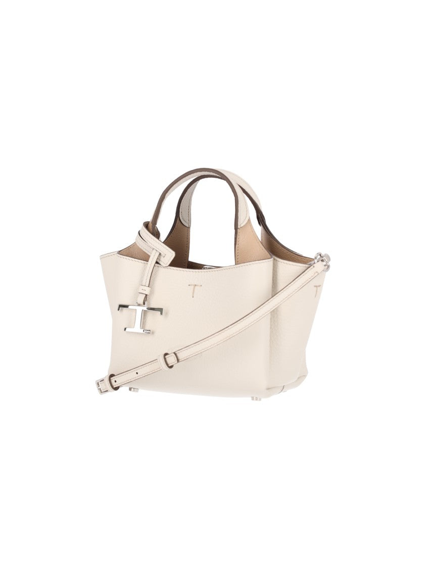 Tod's White Leather Top Handle Shoulder Bag