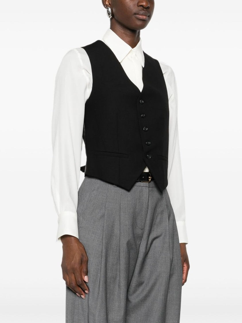 The Frankie Shop Black Tailored V-Neck Adjustable Vest