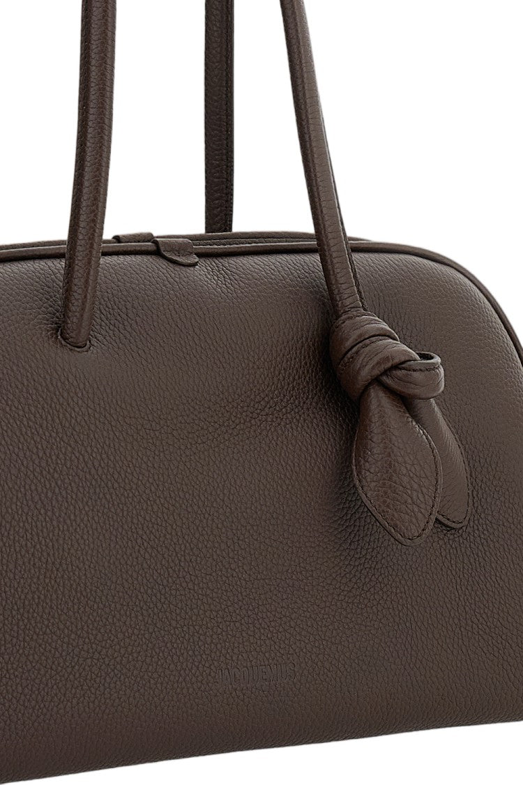 Jacquemus Hammered Leather Bowling Bag With Bow Detail