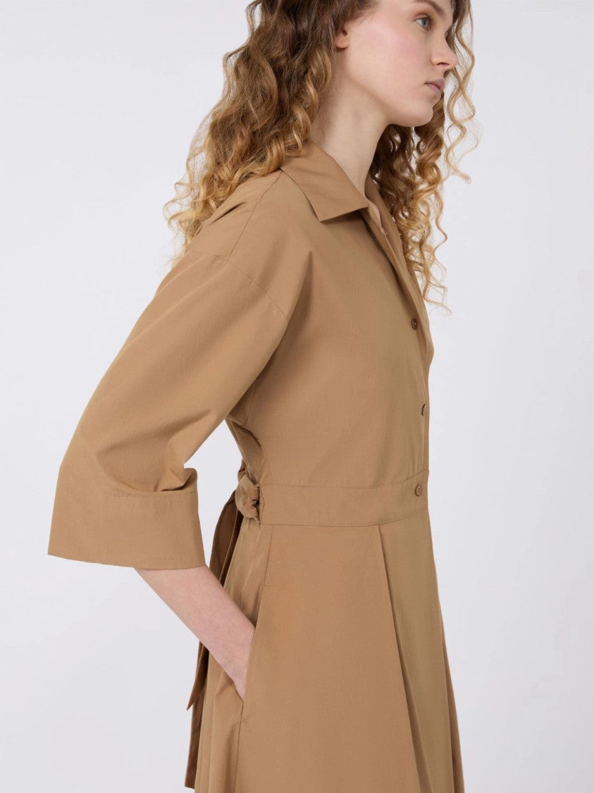 Max Mara Knee-Length Dress With Classic Collar And Pleated Skirt