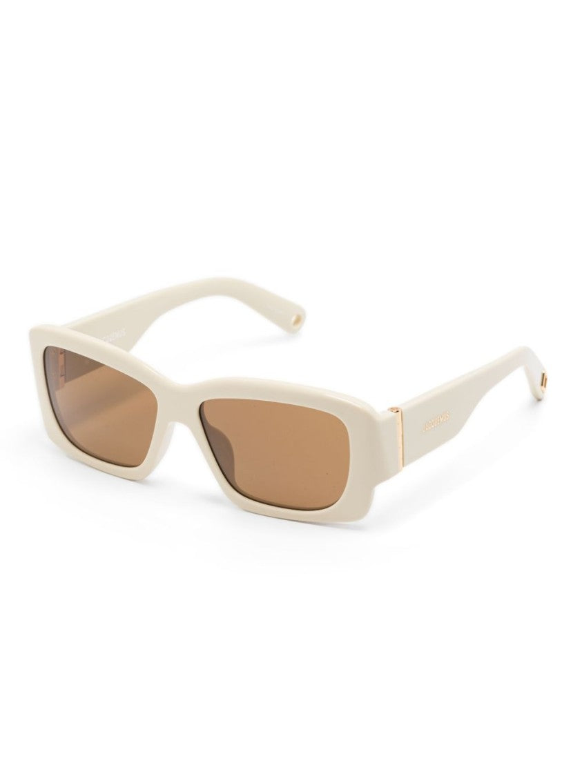 Linda Farrow X Jacquemus Angular Grey Sunglasses With Brown Lenses
