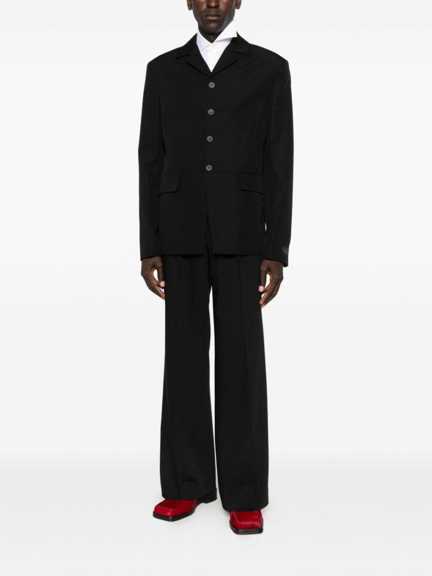 Jacquemus Black Collarless Button Front Flap Jacket