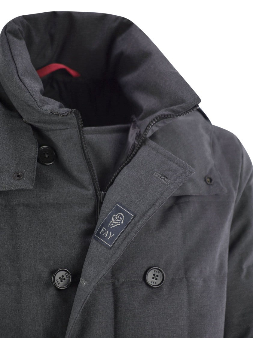 Fay Double-Breasted Down Jacket With Hood