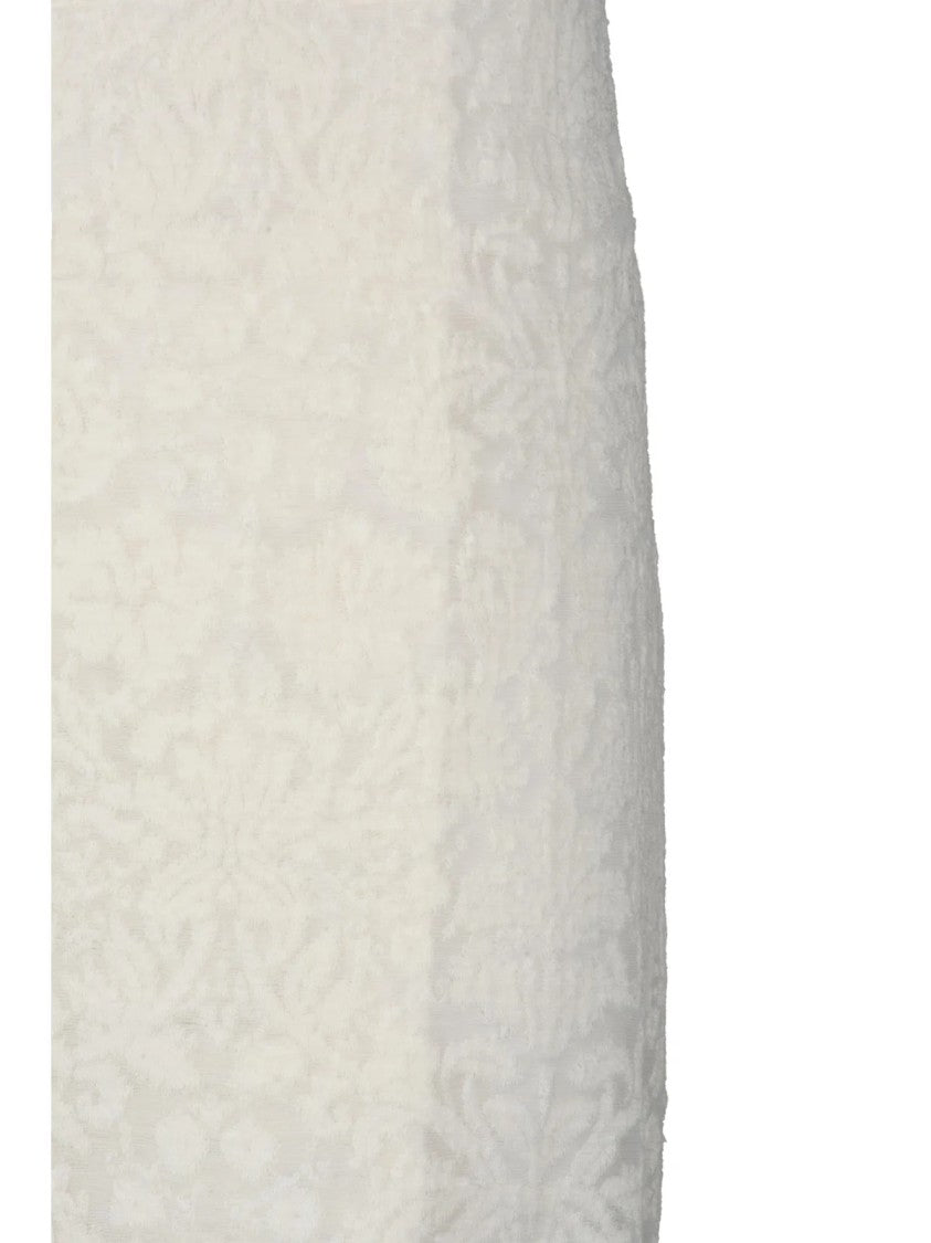 Philosophy Di Lorenzo Serafini White Floral Jacquard Wool-Blend Midi Skirt