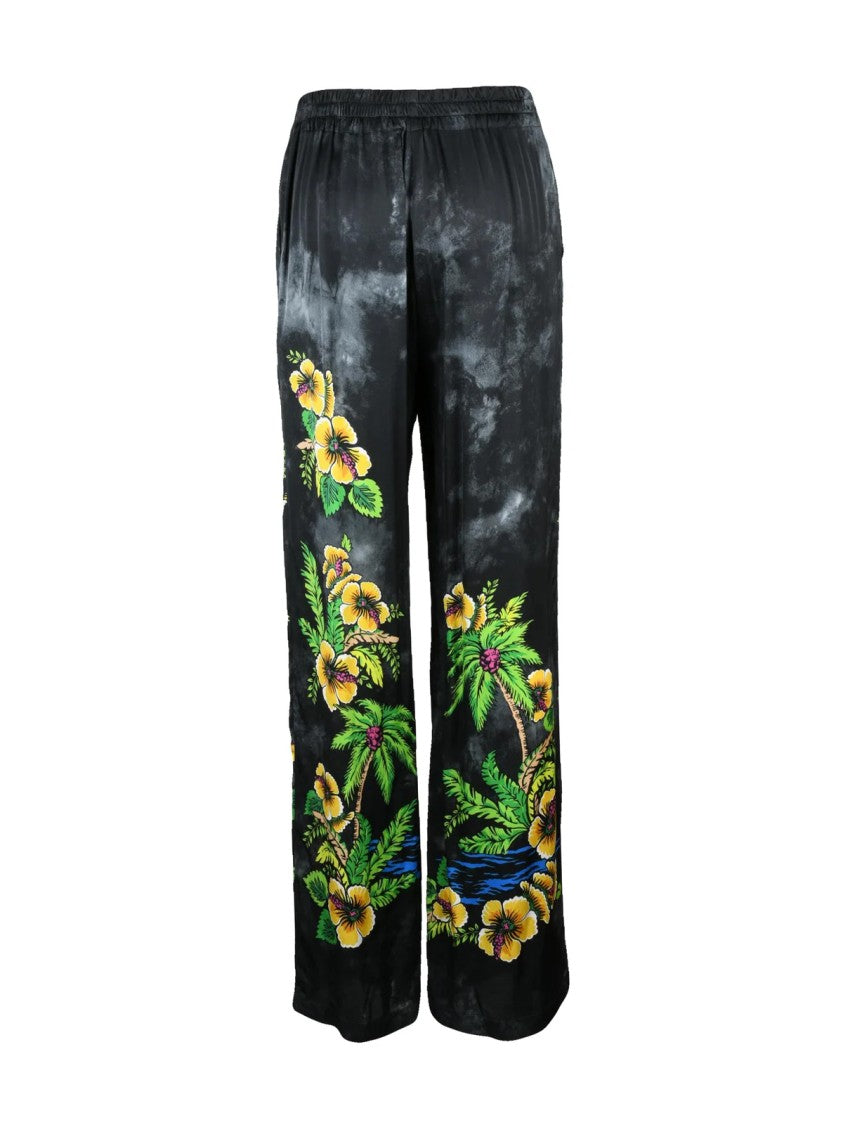 Ermanno Firenze Grey Wide-Leg Viscose Wide-Leg Pants