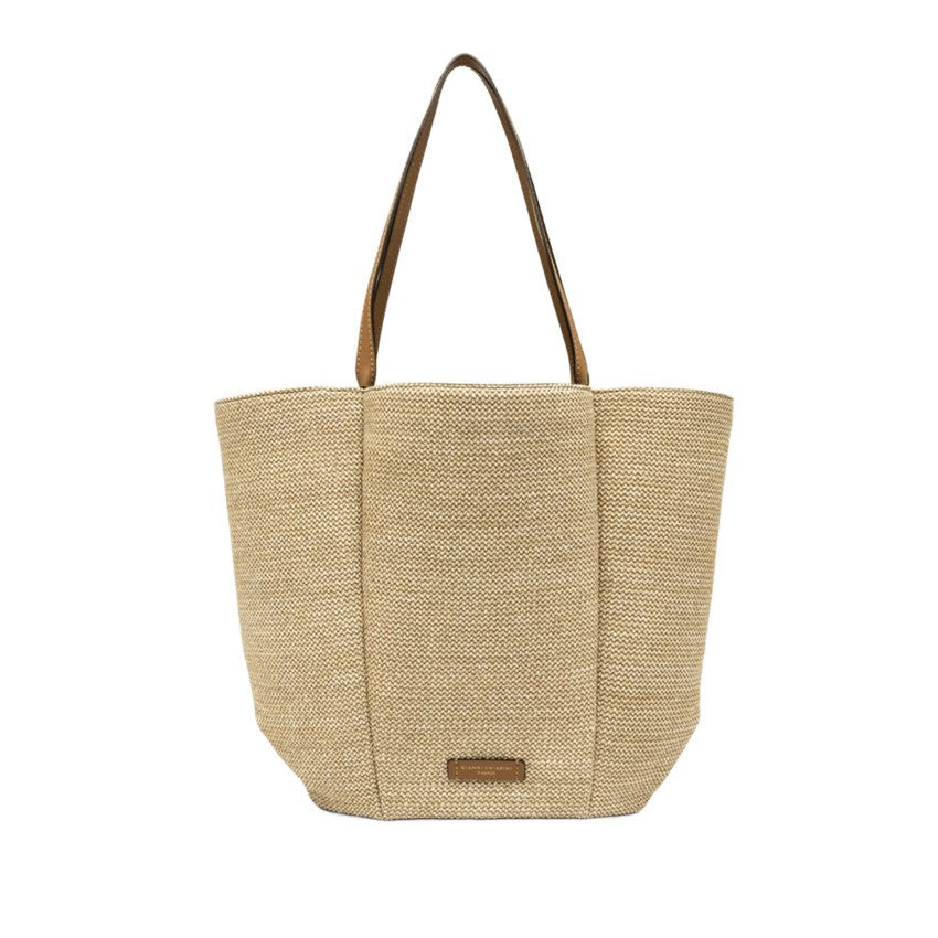 Gianni Chiarini Structured Floral Woven Beige Shopper