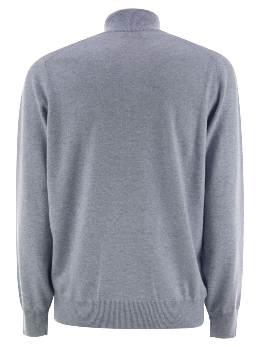 Brunello Cucinelli High-Necked Cashmere Sweater With Zip Opening