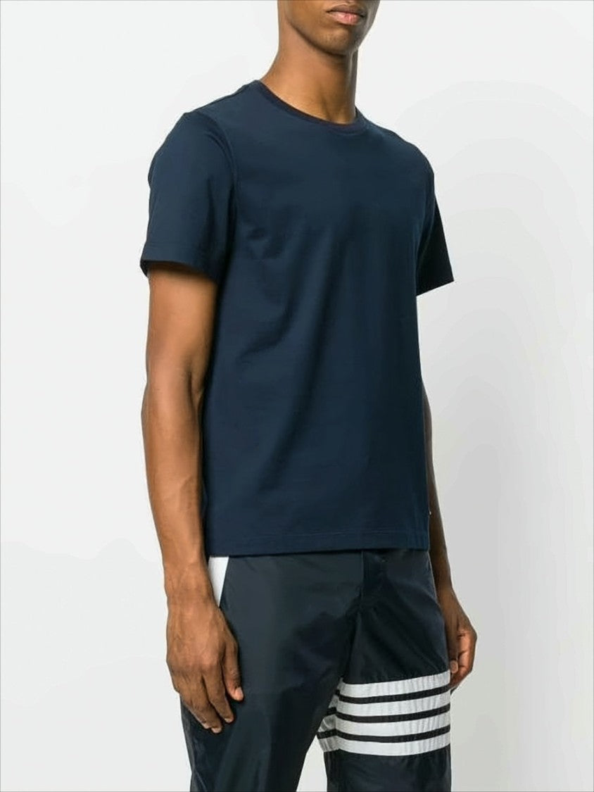 Thom Browne Short-Sleeved Cotton T-Shirt With Signature Stripe