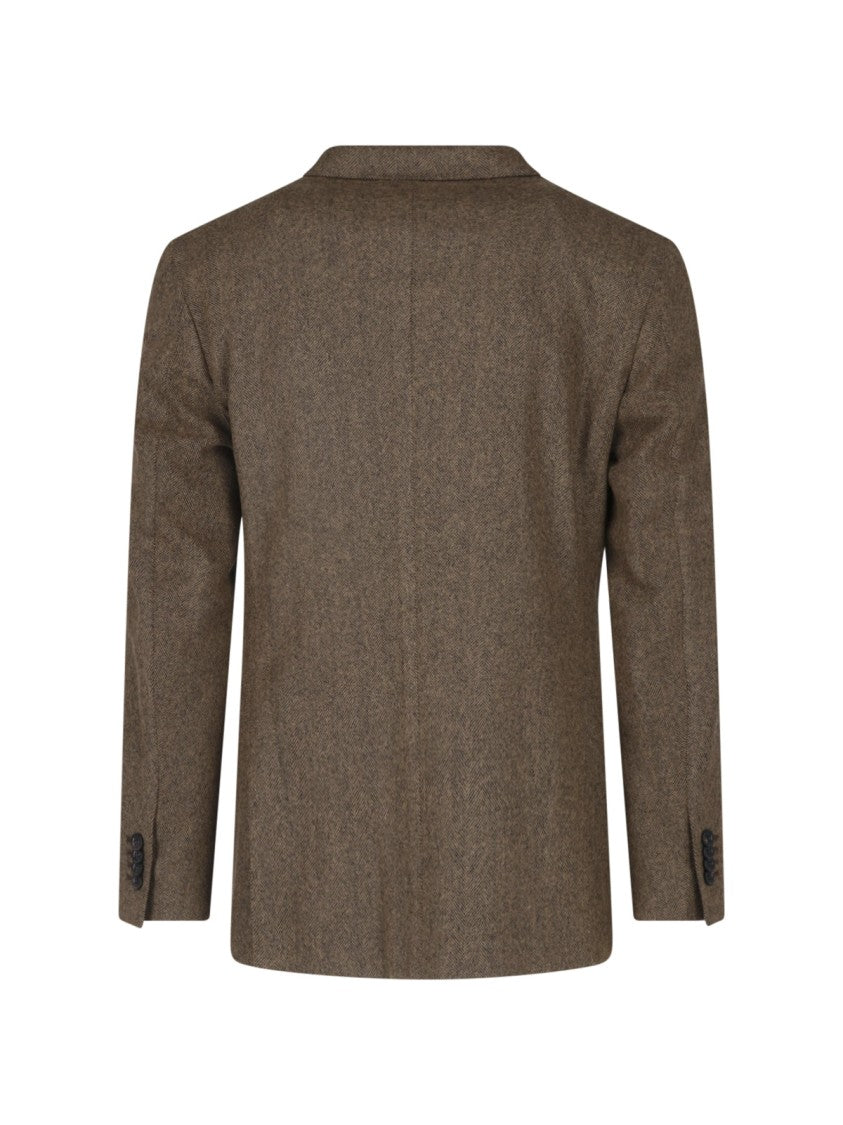 Boglioli Single-Breasted Herringbone Blazer With Classic Lapels