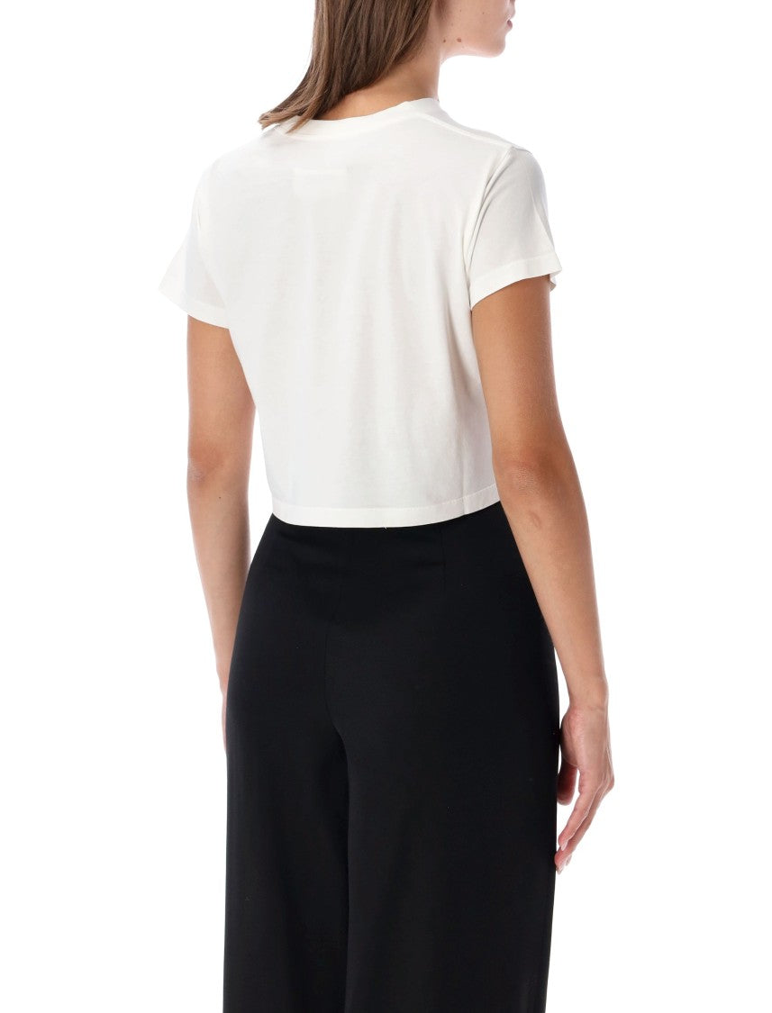 Mm6 By Maison Margiela Cropped Cotton Tee With Numeric Logo Detail