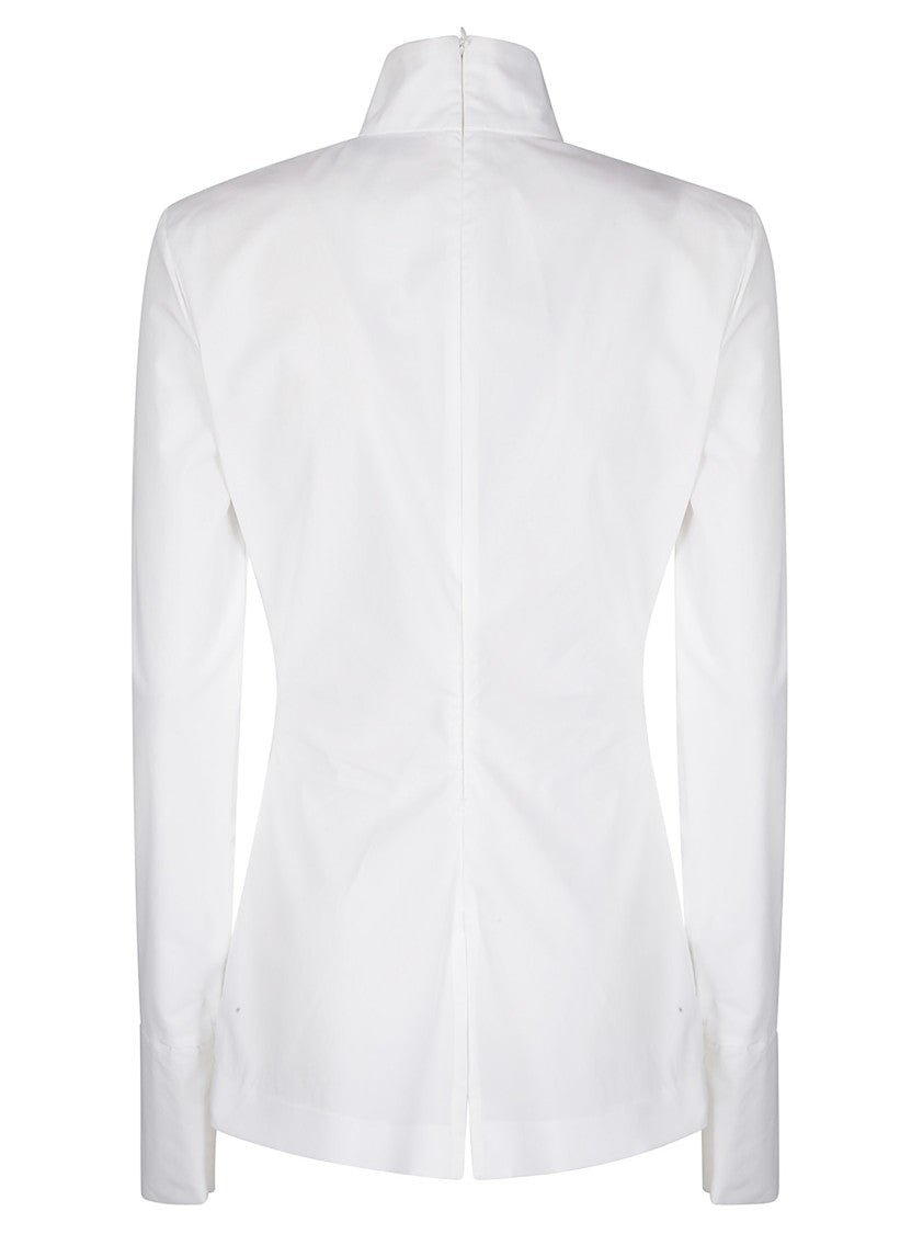 The Latest Long-Sleeved White Cotton Shirt With Back Zip