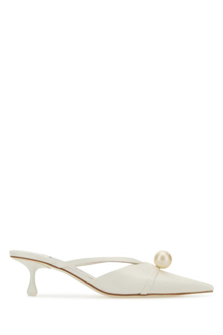 Jimmy Choo White Satin Sana Mules