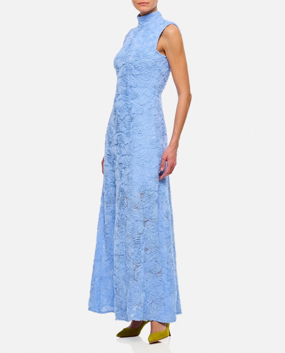 Rotate 3D Flower Mesh Maxi Dress