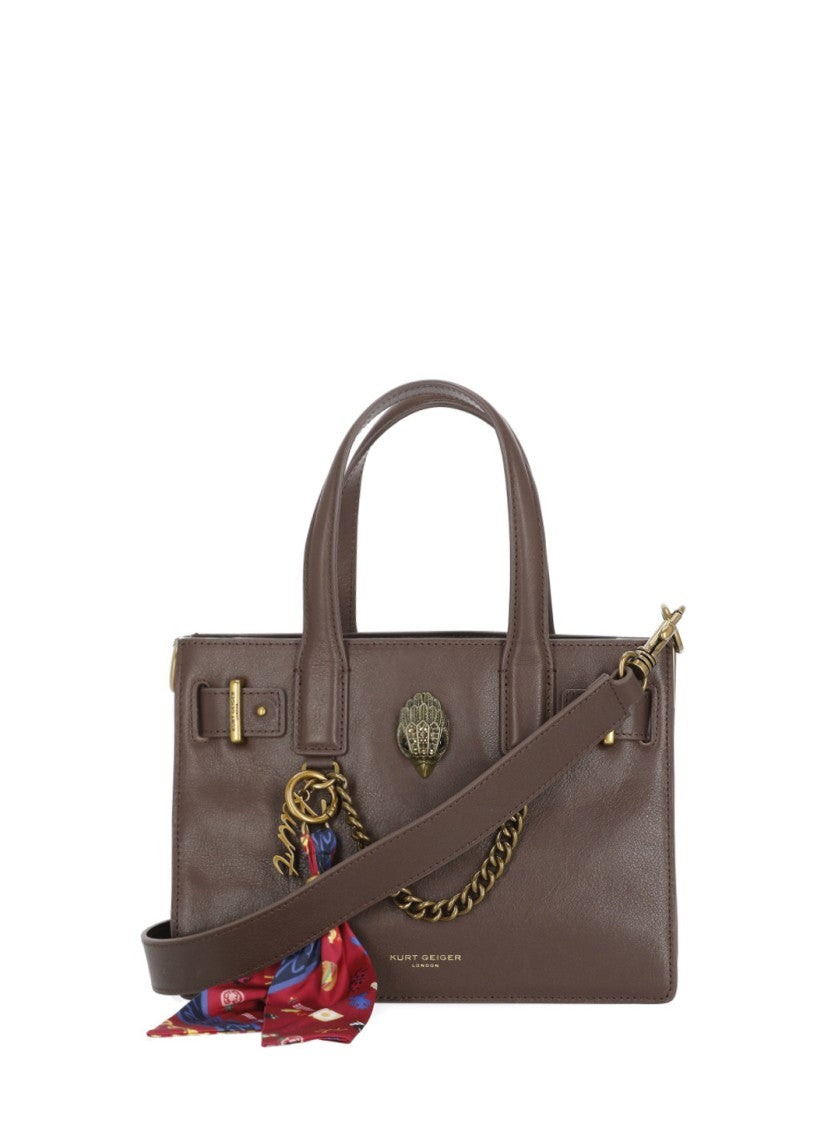 Kurt Geiger Brown Sloane Leather Structured Tote Bag