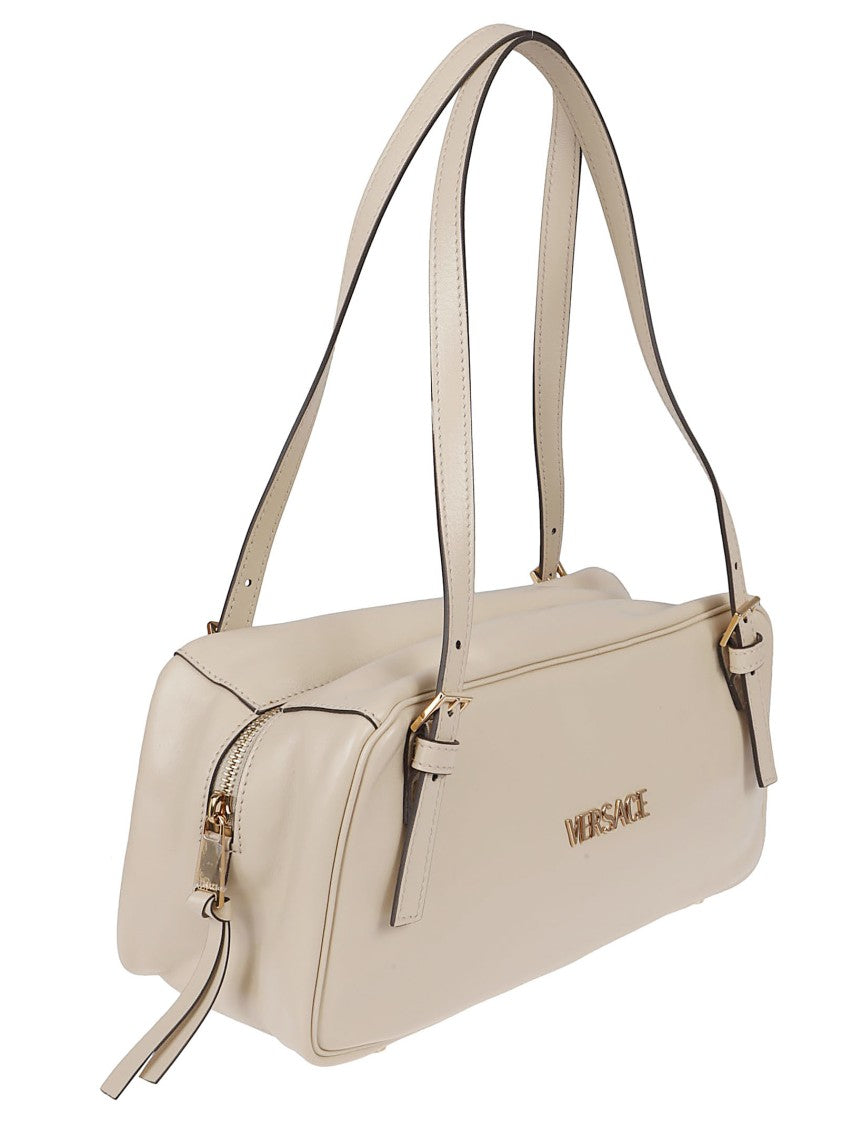 Versace Rectangular Handbag In Smooth Lambskin Leather