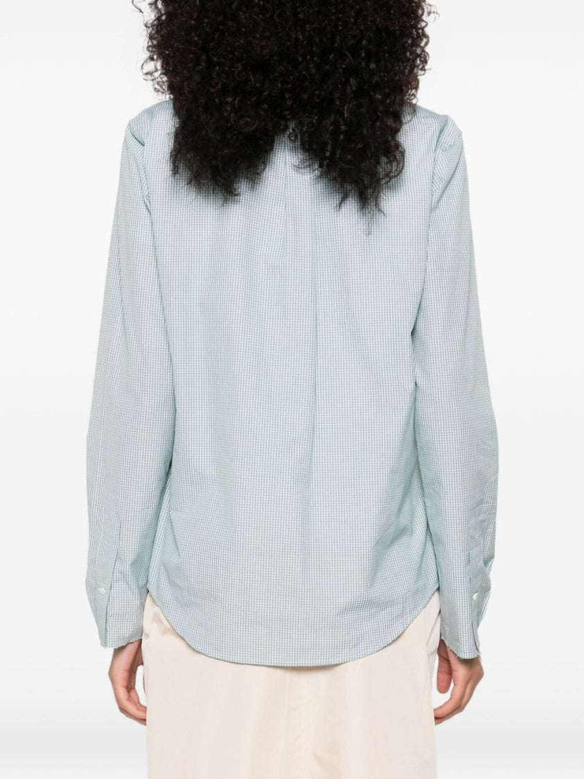 Miu Miu Blue Striped Poplin Classic Collar Shirt
