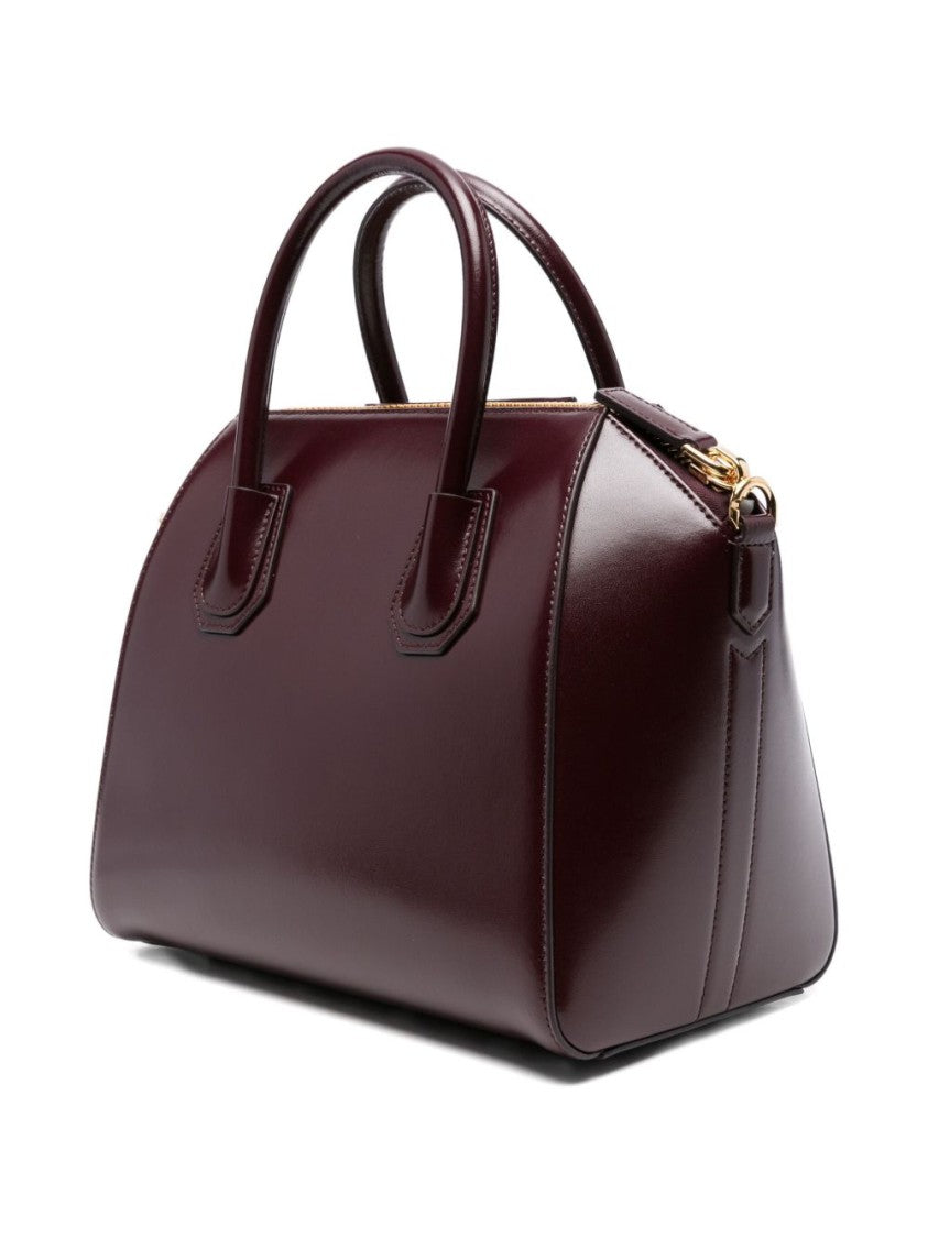 Givenchy Burgundy Structured Polished Leather Handbag