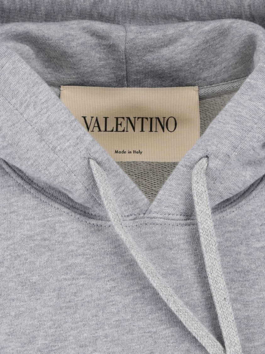 Valentino Light Grey Hoodie With Subtle Embroidered Logo