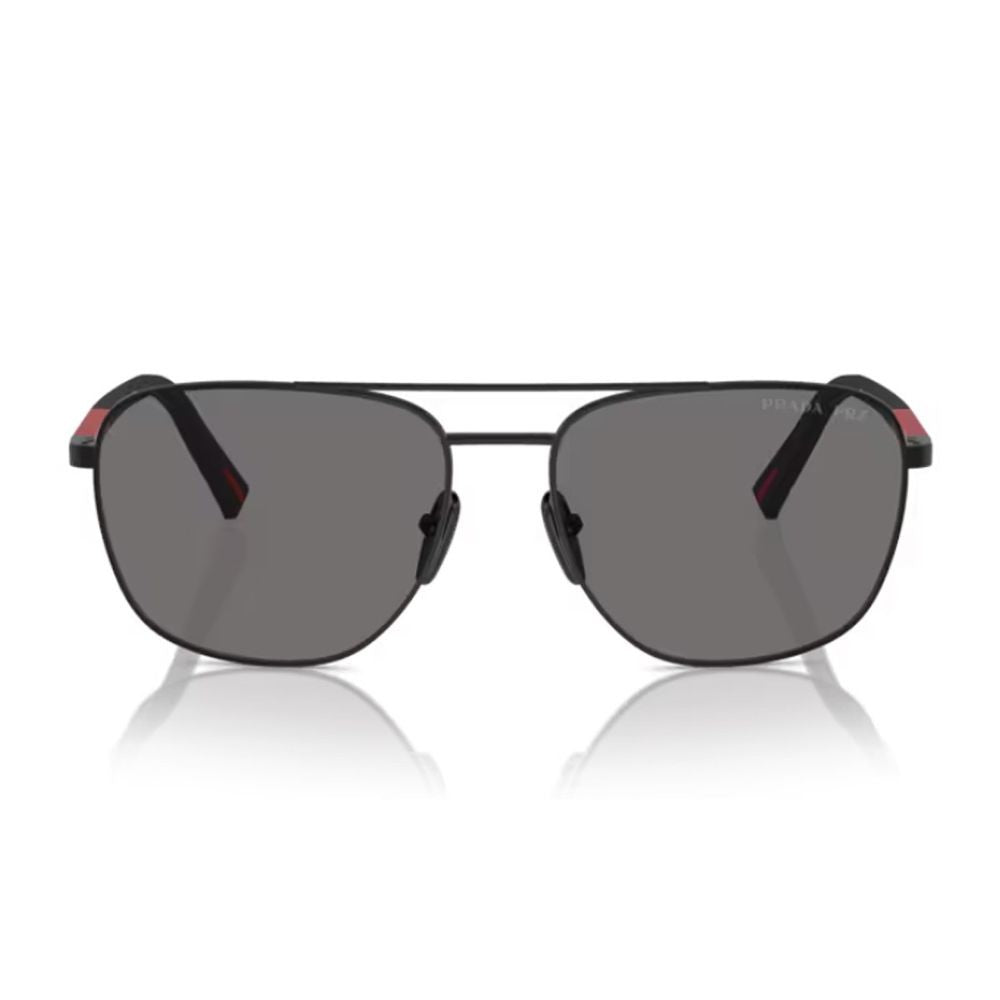 Prada Linea Rossa Ps 54Zs Pilot-Shape Matte Black Metal Sunglasses
