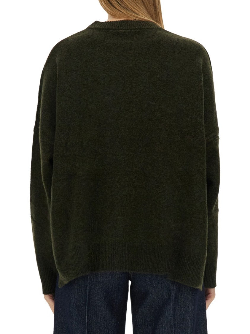 Aspesi Relaxed Fit Green Wool Jersey Sweater