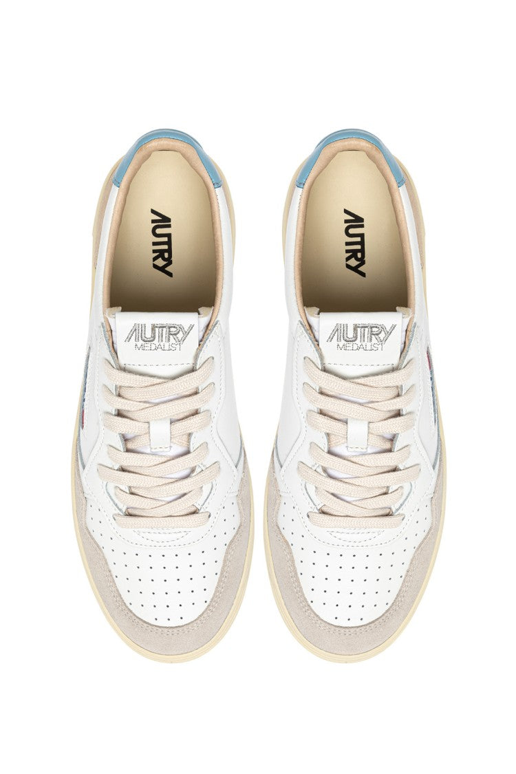 Autry White Blue Medalist Suede Sneakers