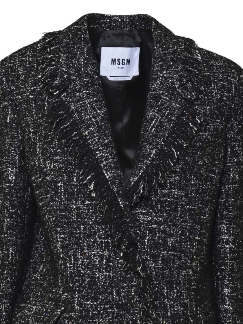 Msgm Black Fringed Edge Blazer