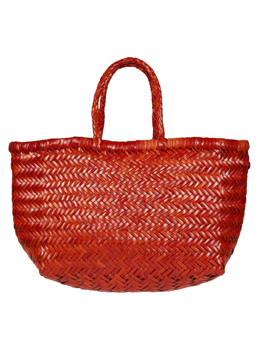 Dragon Diffusion Handwoven Reddish-Orange Bamboo Triple Jump Tote