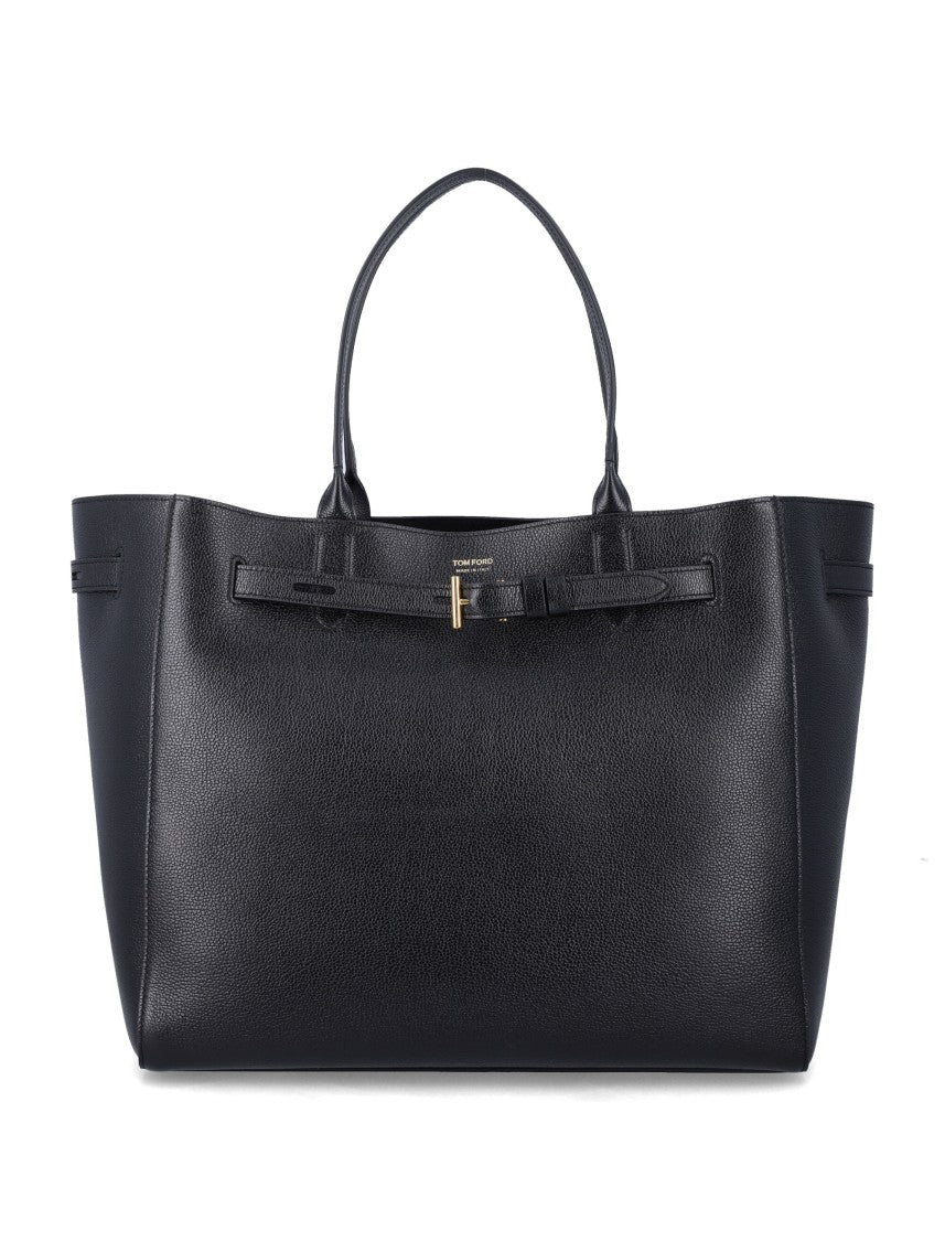 Tom Ford Architectural Black Hammered Leather Audrey Large Tote