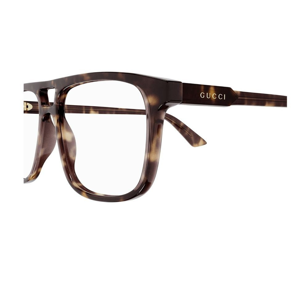 Gucci Gg1035o Institutional Logo Line Square Havana Acetate Optical Glasses