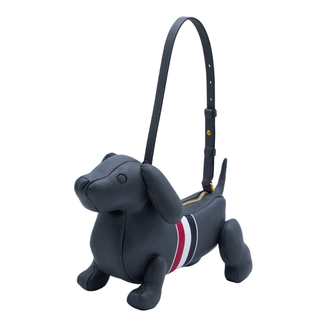 Thom Browne Dachshund-Shaped Handbag With Adjustable Strap And Signature Stripes