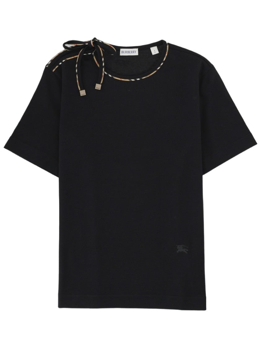 Burberry Short-Sleeved Bow Detail Cotton T-Shirt